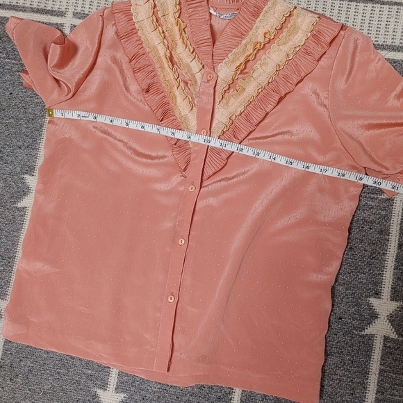 STUNNING Vintage 70's Ruffle Blouse Size M - Picture 11 of 12
